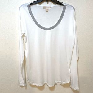 MICHAEL Michael Kors Metallic Neck Long Sleeve Tee